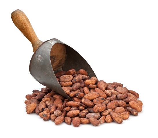 Kakao - Kakaové bôby s lopatkou na ich naberanie